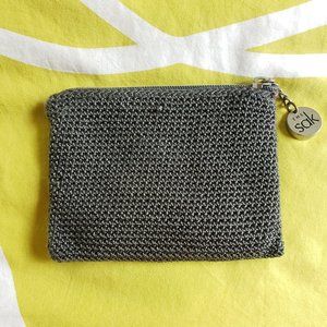 The Sak Small, Dark Grey Crochet Pouch or Wallet with Zipper